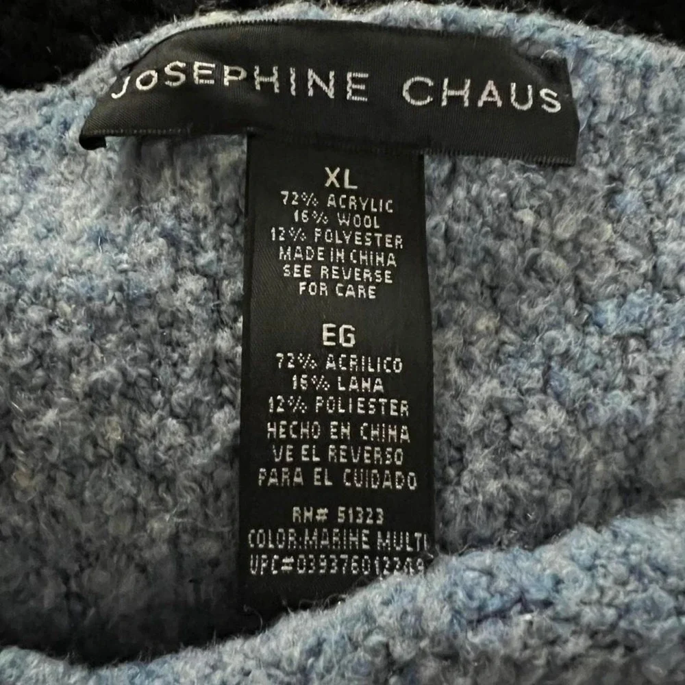 Josephine Chaus Blue Wool Blend Sweater XL